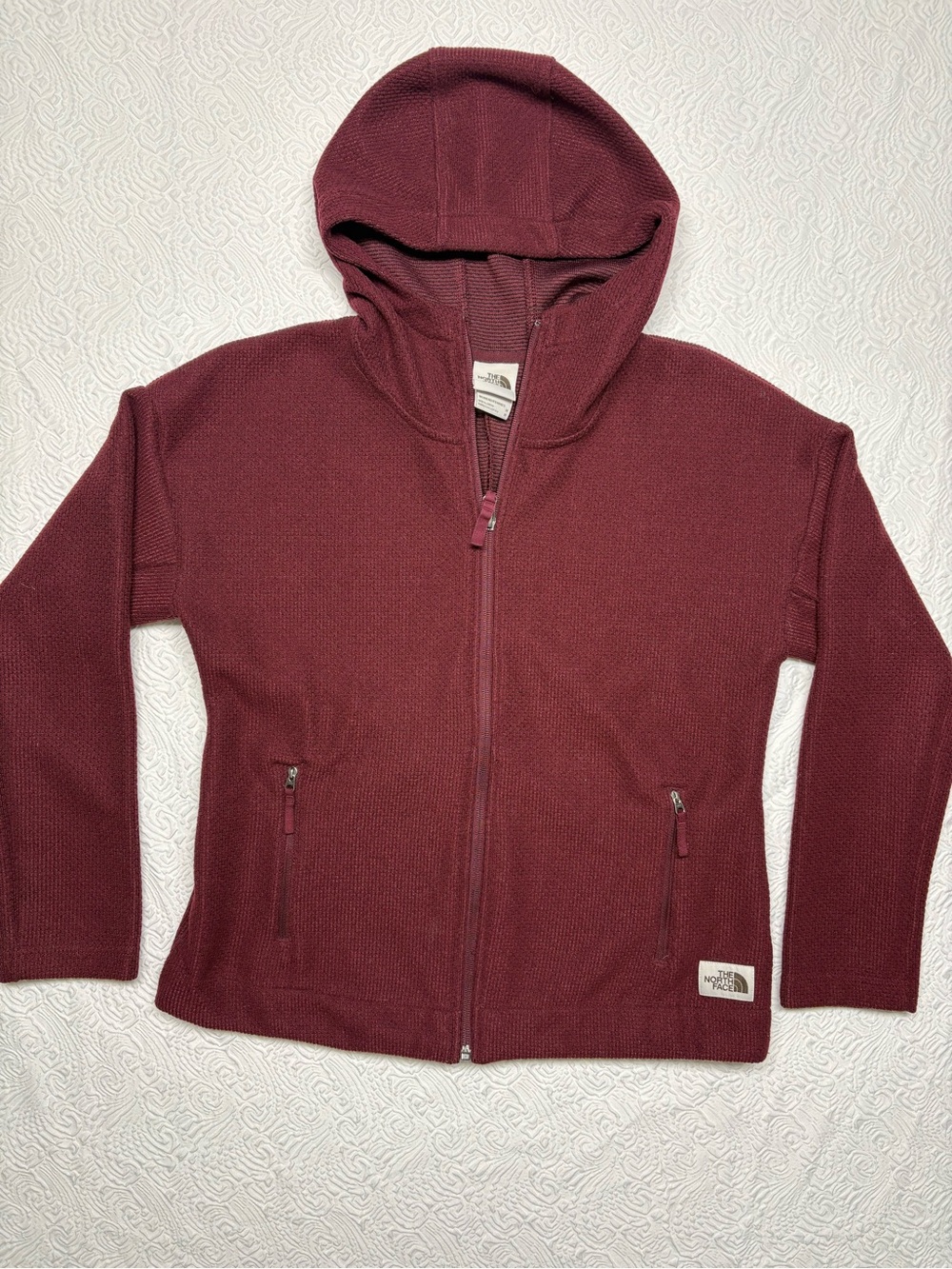 The North Face Burgundy Full-Zip Hooded Fleece Jacket